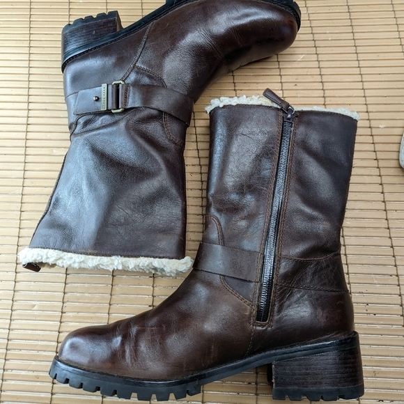 Cole Haan "Champlain" side zip faux fur trim, waterproof women's sz 8.5B distres - Picture 6 of 12